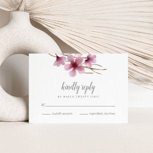 Aquarelle Cerise Fleurs Mariage RSVP