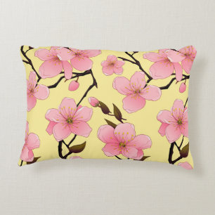 Aquarelle Cerisier Fleur Coussin à Accent Brossé