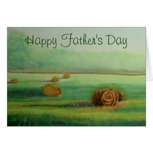 Aquarelle champ de foin vue paysage du pays