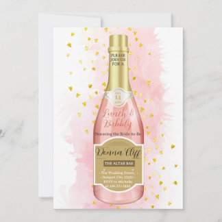 Aquarelle Champagne Rose Bubbly Invitation douche