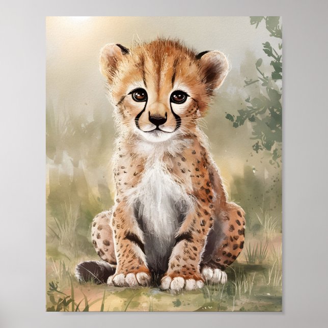 Aquarelle Cheetah Art mural imprimable (Devant)
