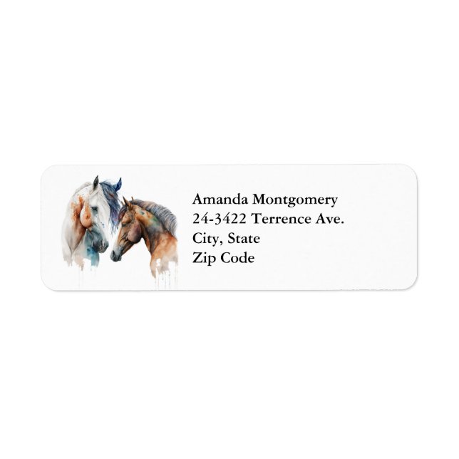 Aquarelle Chevaux Boho Déchirer Peinture (Devant)