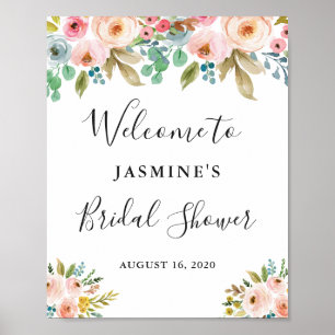 Aquarelle Chic Fête des mariées florale Affiche de