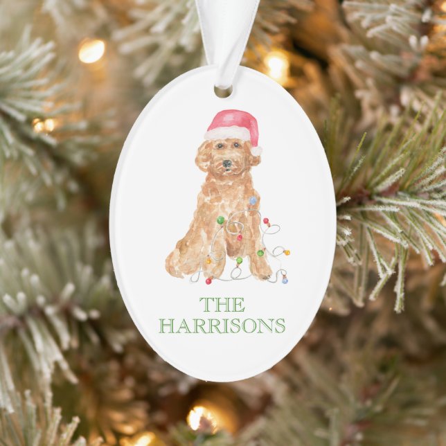 Aquarelle Chien Père Noël de Noël (Arbre)