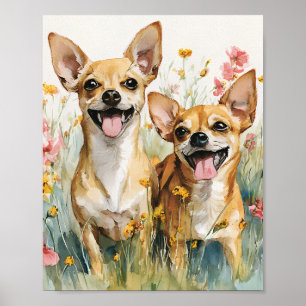 Aquarelle Chihuahua Poster - mignon petit mur de c