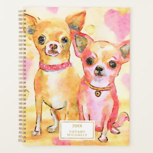 Aquarelle Chihuahuas Dans L'Amour Chiens Rose Cute