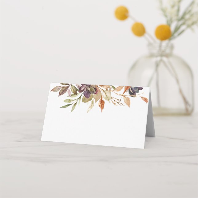 Aquarelle Chute Foliage Succulent Cartes de Place (Devant)