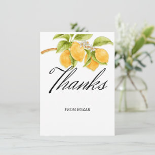 Aquarelle Citron et fleurs Merci d'anniversaire