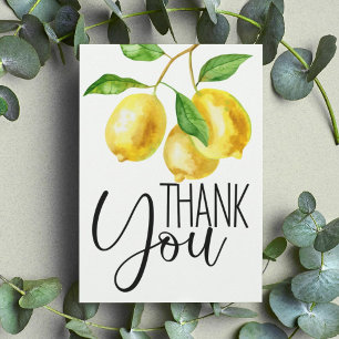Aquarelle Citron jaune Carte de remerciements