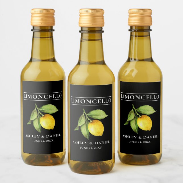 Aquarelle Citron Limoncello Mini Étiquette bouteil (Bouteilles)