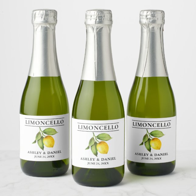 Aquarelle Citron Limoncello Petit Étiquette de bou (Bouteilles)