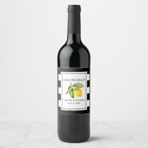 Aquarelle Citron rayé Limoncello Étiquettes boutei