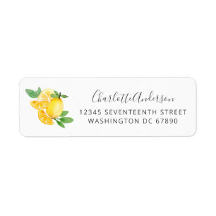 Aquarelle Citron simple Adresse de retour