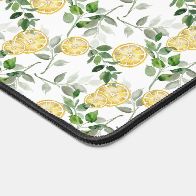 Aquarelle Citron Slices et Motif de verdure (Coin)