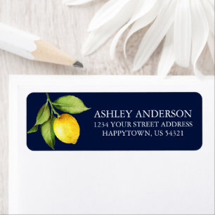 Aquarelle Citron vert bleu Adresse de retour