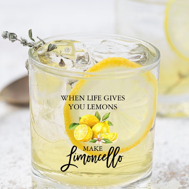 Aquarelle Citrons Brush Script Limoncello Verre (Several styles to choose from.)