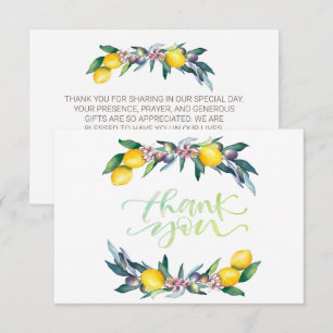 Aquarelle Citrons Cartes de remerciements d'olives