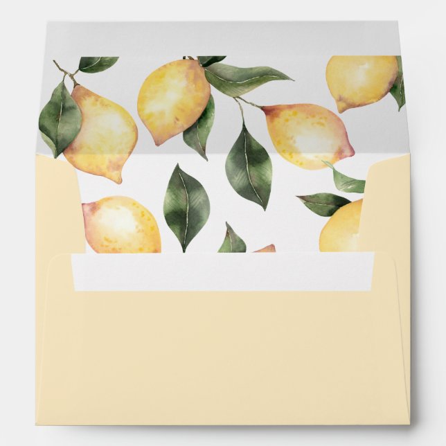 Aquarelle citrons élégante enveloppe de mariage (Dos (Bas))