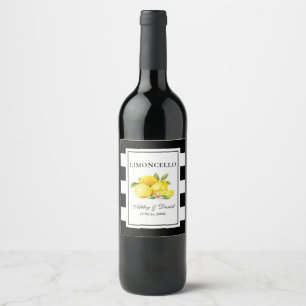 Aquarelle Citrons Limoncello Bouteille Étiquettes