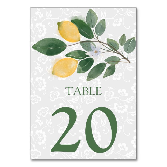 Aquarelle Citrons siciliens Numéro de table du Mar (Par défaut)