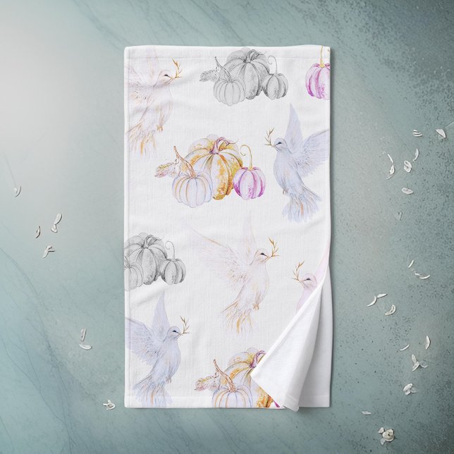 Aquarelle Citrouille et White Dove Thanksgiving (Créateur téléchargé)
