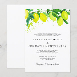 Aquarelle Citrus/Citron Faire-part de mariage