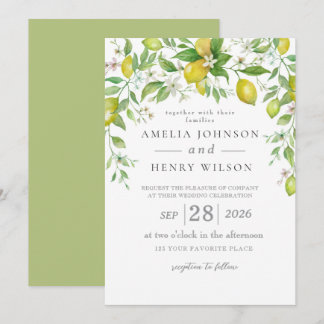 Aquarelle Citrus Faire-part de mariage aux fruits