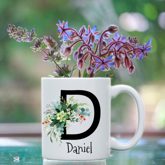Aquarelle classique fleur sauvage tasse de café bl (Créateur téléchargé)