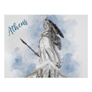 Aquarelle classique Statue grecque Athéna Photo Im