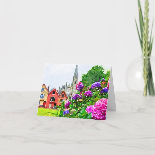 Aquarelle Cobh, Irlande Hydrangeas Carte de remerc (Devant)