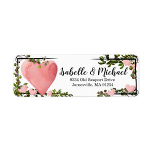 Aquarelle Coeur et verdure Retourner l'adresse Éti