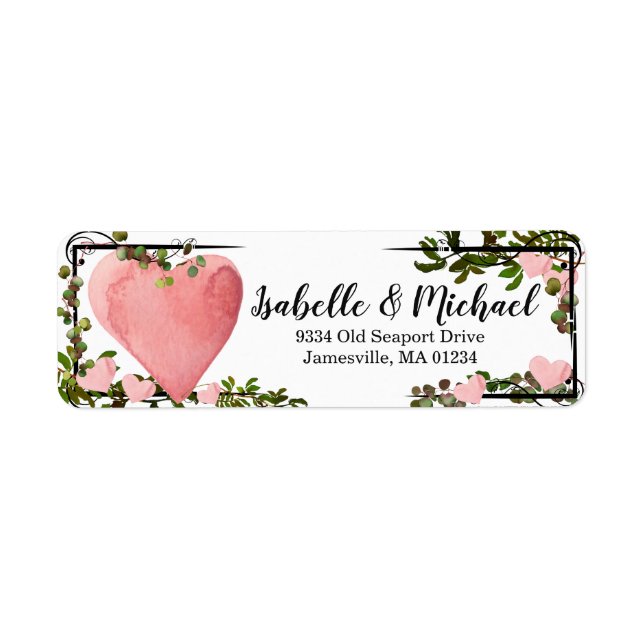 Aquarelle Coeur et verdure Retourner l'adresse Éti (Devant)