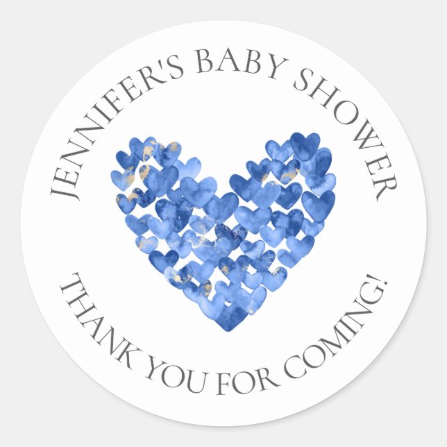 Aquarelle Coeurs Baby shower Favoriser Sticker (Devant)