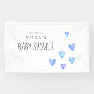 Aquarelle Coeurs Baby shower garçon Bannière de bi