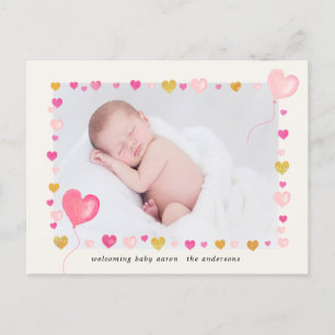 aquarelle coeurs frontière colorée Photo Carte pos