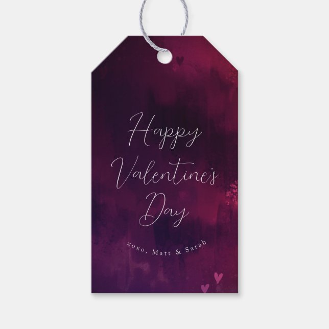 Aquarelle Coeurs Valentine Favor ou étiquette cade (Devant)