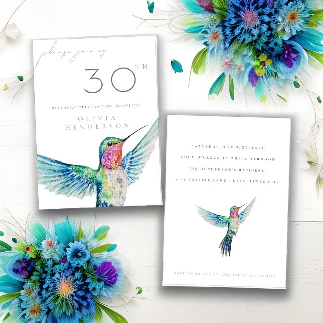 Aquarelle Colibri N'IMPORTE QUELLE Invitation d'an (Créateur téléchargé)