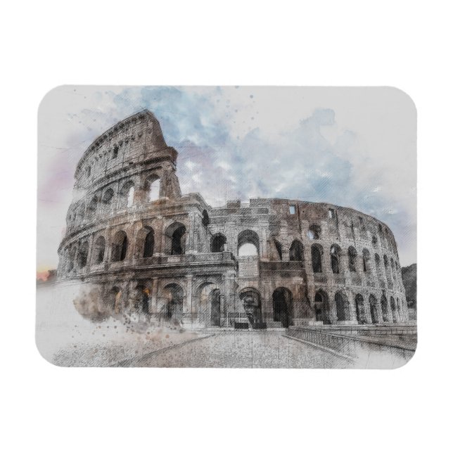 Aquarelle Colisée Magnet - Rome Italie Vintage (Horizontal)