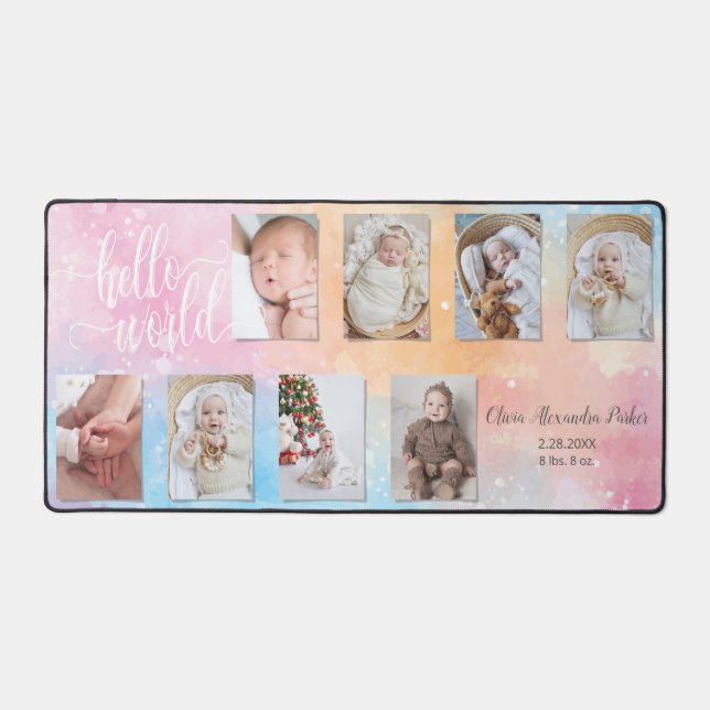 Aquarelle Collage bébé 8 photos avec script person (Recto)