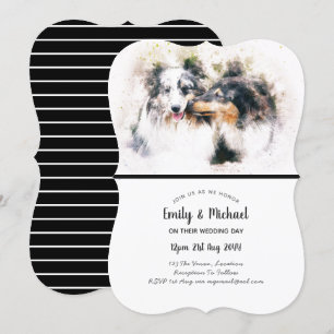 Aquarelle Collie Chiens Mariage Invitations Élégan