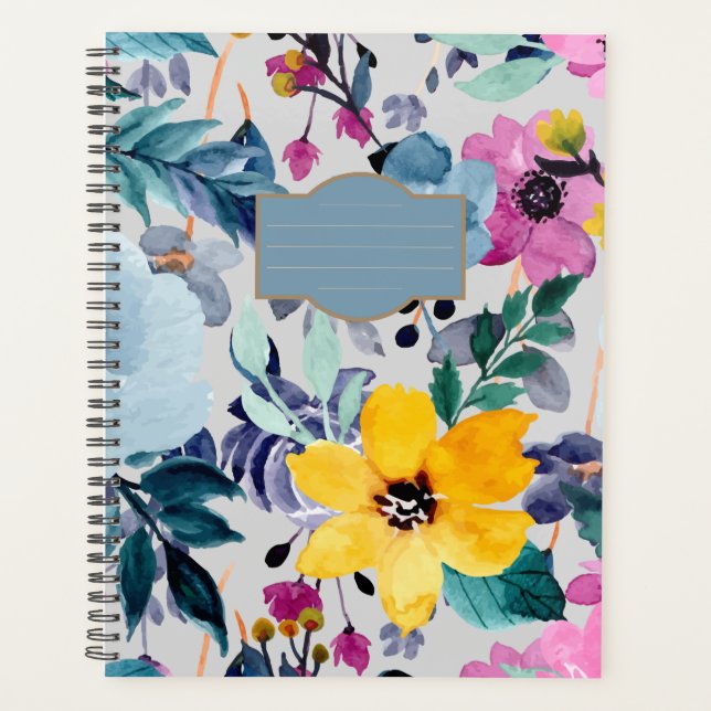 aquarelle coloré élégant Floral Planner (Devant)