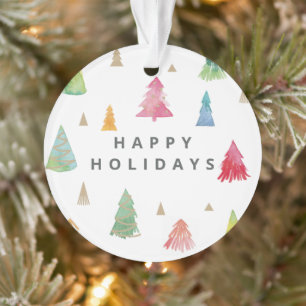 Aquarelle Colorée Arbres de Noël