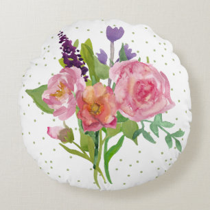 Aquarelle colorée Bouquet floral Coussin d'accent