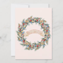 Aquarelle colorée Carte de Noël Wreath Holiday