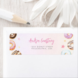 Aquarelle colorée Donuts 2e Anniversaire rose Nom