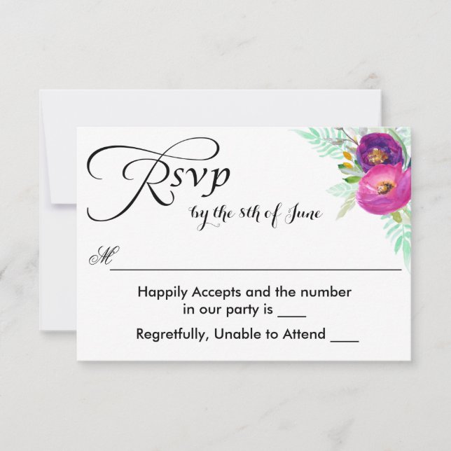 Aquarelle colorée du jardin Floral RSVP (Devant)