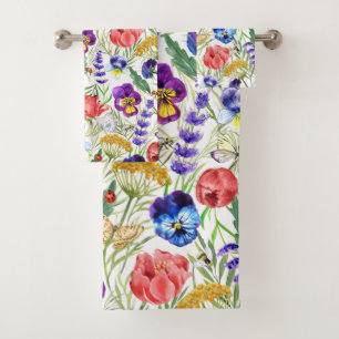 Aquarelle colorée Fleurs de champ Pavois Serviette