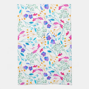 Aquarelle colorée Floral Cuisine Torchon