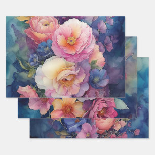 Aquarelle colorée Floral Papier Cadeau
