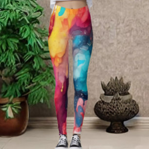Aquarelle colorée Fun et Fierce Imprimer Leggings